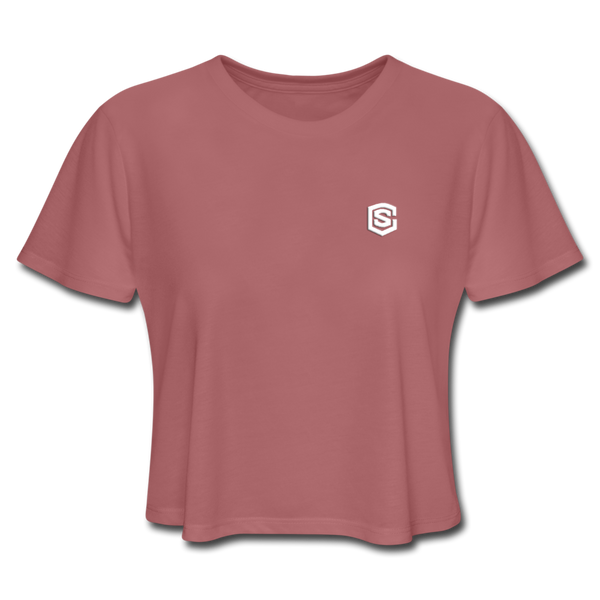 Women's Cropped T-Shirt  WITH WHITE  LOGO - mauve