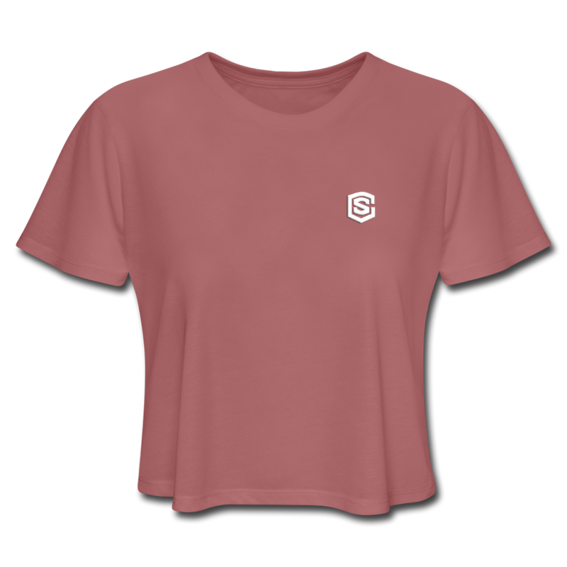 Women's Cropped T-Shirt  WITH WHITE  LOGO - mauve