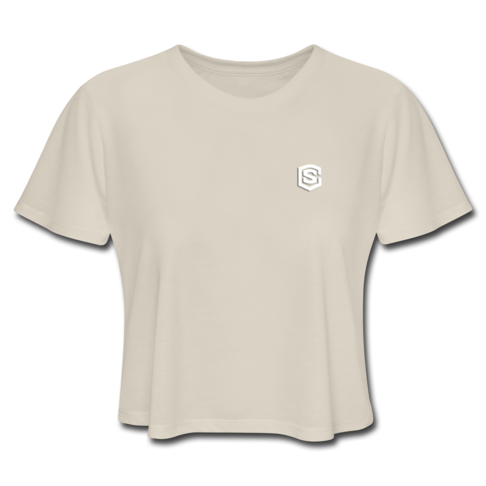 Women's Cropped T-Shirt  WITH WHITE  LOGO - dust