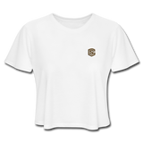 Women's Cropped T-Shirt  WITH BROWN  LOGO - white