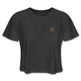 Women's Cropped T-Shirt  WITH BROWN  LOGO - deep heather