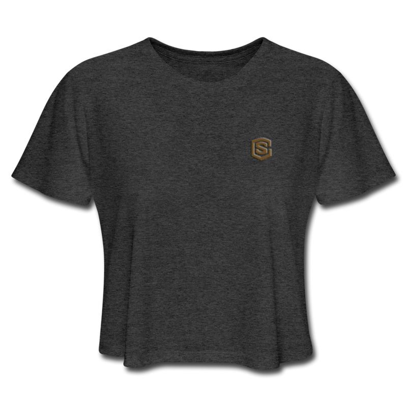 Women's Cropped T-Shirt  WITH BROWN  LOGO - deep heather