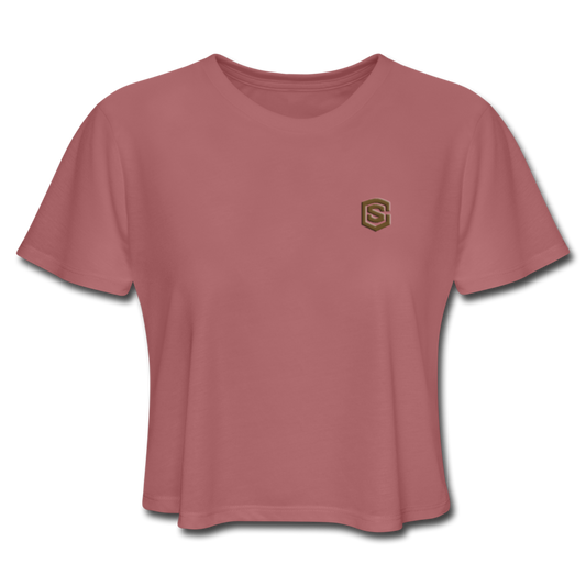 Women's Cropped T-Shirt  WITH BROWN  LOGO - mauve