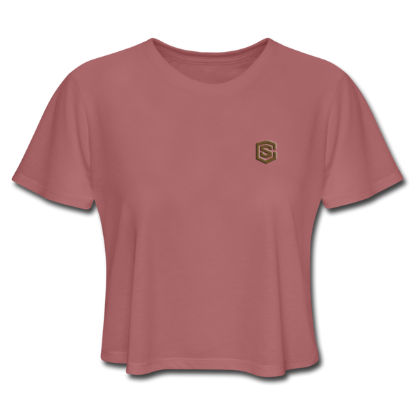 Women's Cropped T-Shirt  WITH BROWN  LOGO - mauve