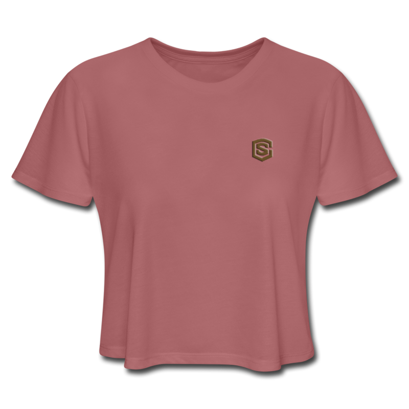 Women's Cropped T-Shirt  WITH BROWN  LOGO - mauve