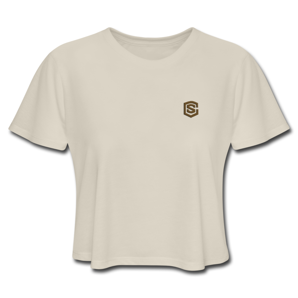 Women's Cropped T-Shirt  WITH BROWN  LOGO - dust