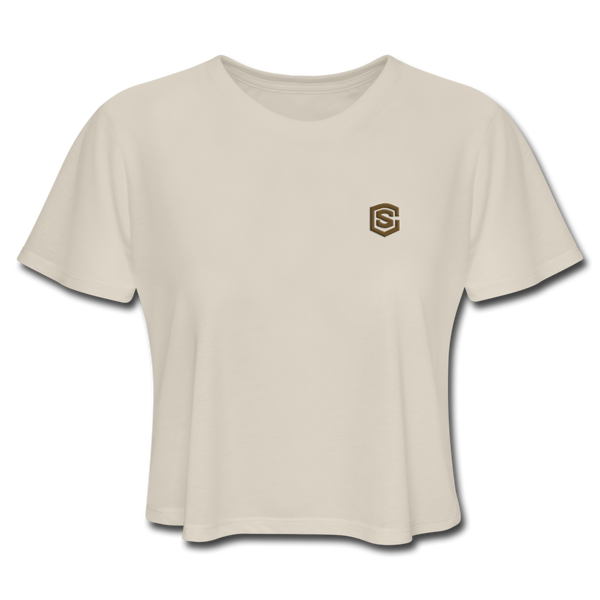 Women's Cropped T-Shirt  WITH BROWN  LOGO - dust