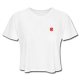 Women's Cropped T-Shirt  WITH RED  LOGO - white