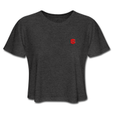 Women's Cropped T-Shirt  WITH RED  LOGO - deep heather