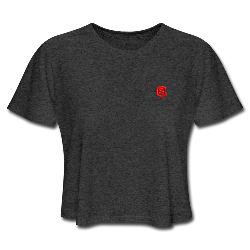 Women's Cropped T-Shirt  WITH RED  LOGO - deep heather