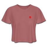 Women's Cropped T-Shirt  WITH RED  LOGO - mauve