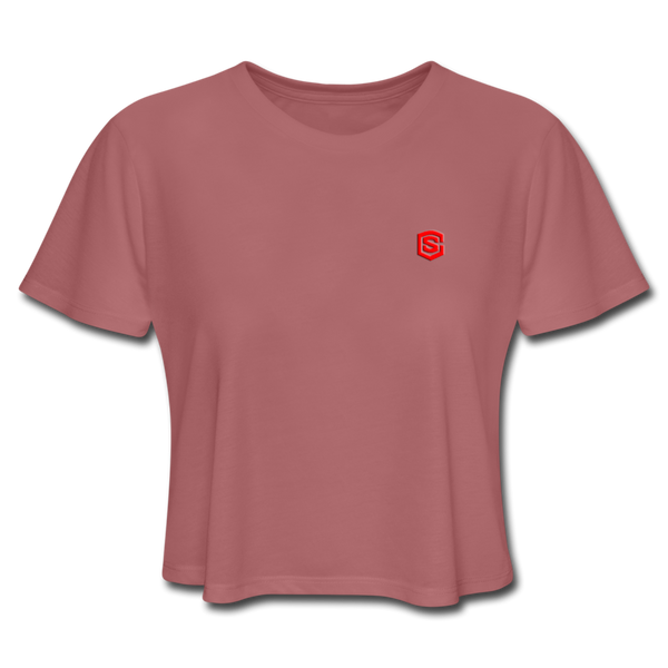 Women's Cropped T-Shirt  WITH RED  LOGO - mauve