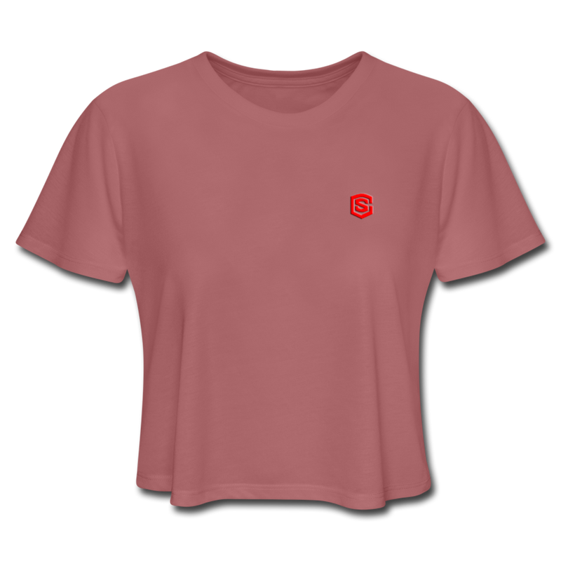 Women's Cropped T-Shirt  WITH RED  LOGO - mauve