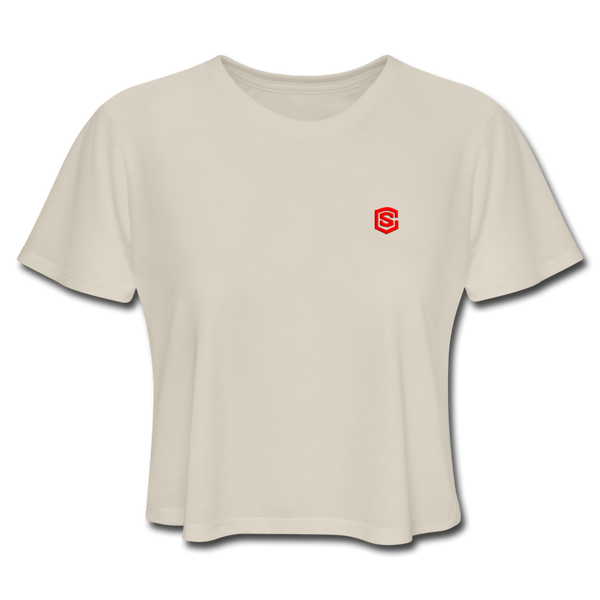 Women's Cropped T-Shirt  WITH RED  LOGO - dust