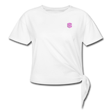 Women's Knotted T-Shirt WITH PINK LOGO - white