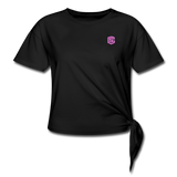 Women's Knotted T-Shirt WITH PINK LOGO - black