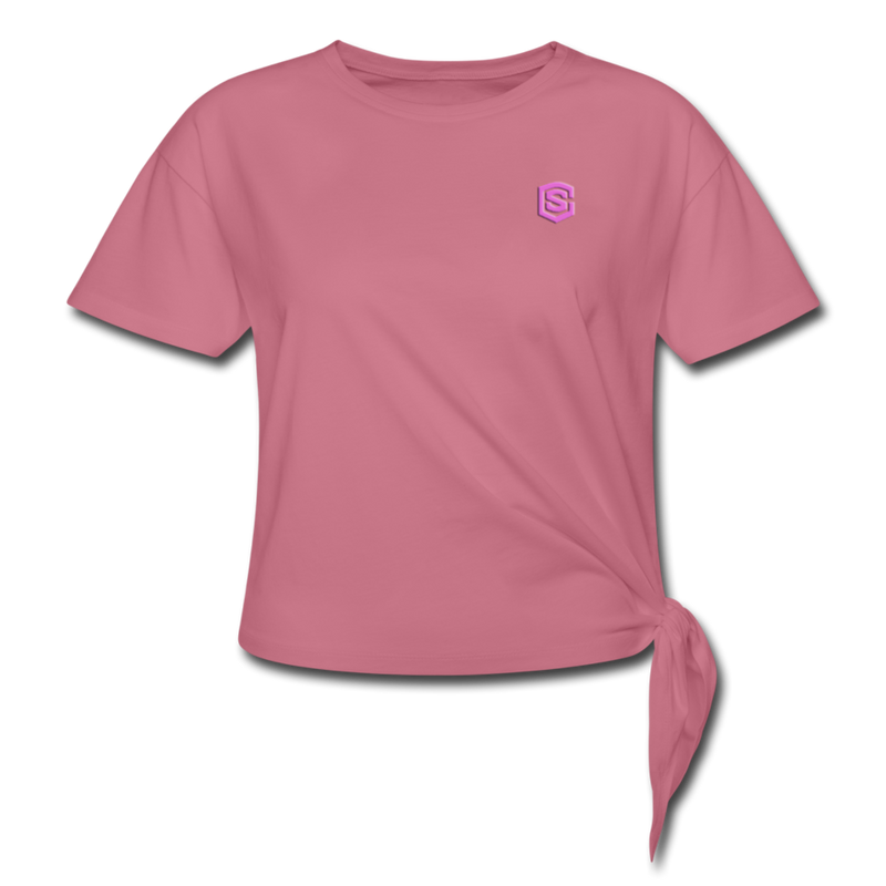 Women's Knotted T-Shirt WITH PINK LOGO - mauve