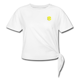 Women's Knotted T-Shirt  WITH YELLOW  LOGO - white