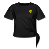 Women's Knotted T-Shirt  WITH YELLOW  LOGO - black