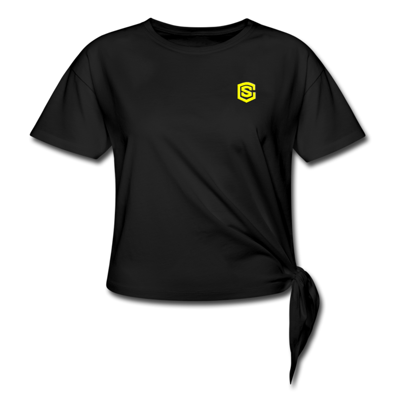 Women's Knotted T-Shirt  WITH YELLOW  LOGO - black