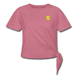 Women's Knotted T-Shirt  WITH YELLOW  LOGO - mauve