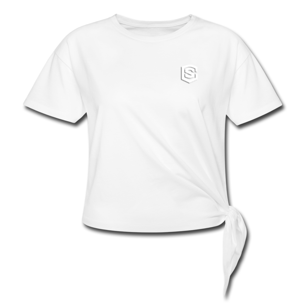 Women's Knotted T-Shirt   WITH WHITE LOGO - white