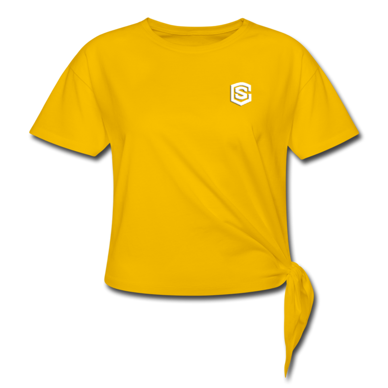 Women's Knotted T-Shirt   WITH WHITE LOGO - sun yellow