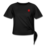 Women's Knotted T-Shirt  WITH RED LOGO - black