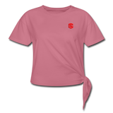 Women's Knotted T-Shirt  WITH RED LOGO - mauve