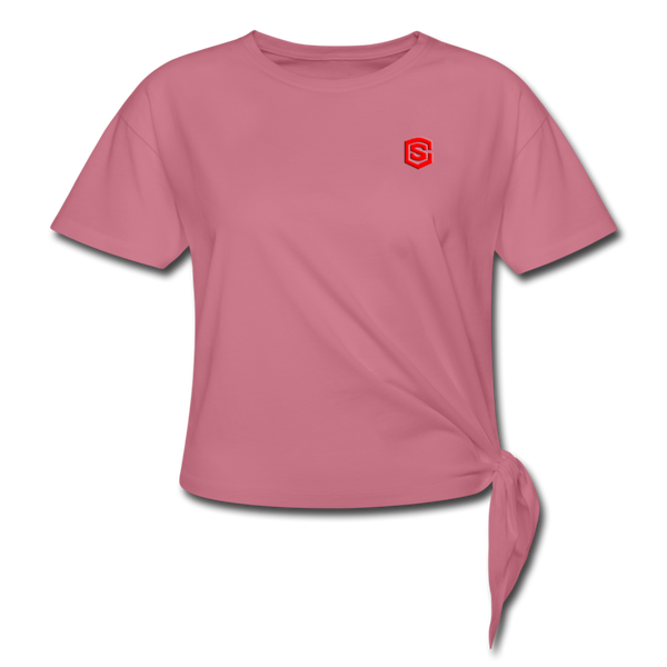 Women's Knotted T-Shirt  WITH RED LOGO - mauve