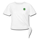 Women's Knotted T-Shirt  WITH GREEN  LOGO - white