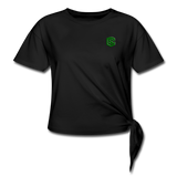 Women's Knotted T-Shirt  WITH GREEN  LOGO - black