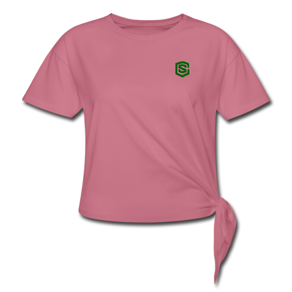 Women's Knotted T-Shirt  WITH GREEN  LOGO - mauve