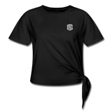 Women's Knotted T-Shirt   WITH SILIVER LOGO - black