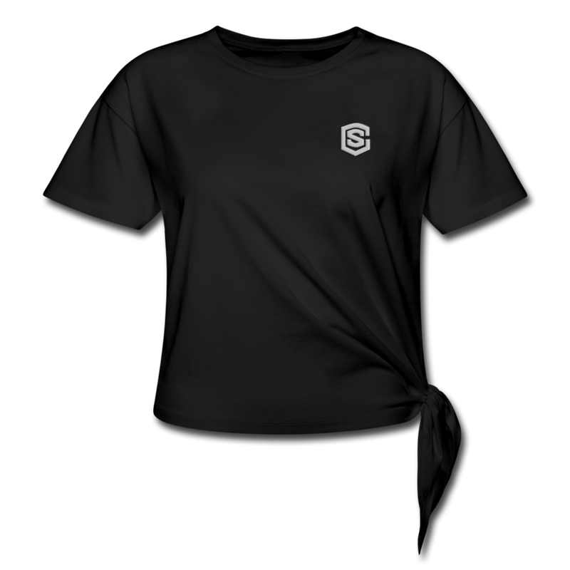 Women's Knotted T-Shirt   WITH SILIVER LOGO - black