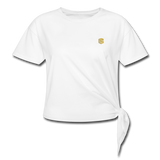 Women's Knotted T-Shirt   WITH GOLD LOGO - white