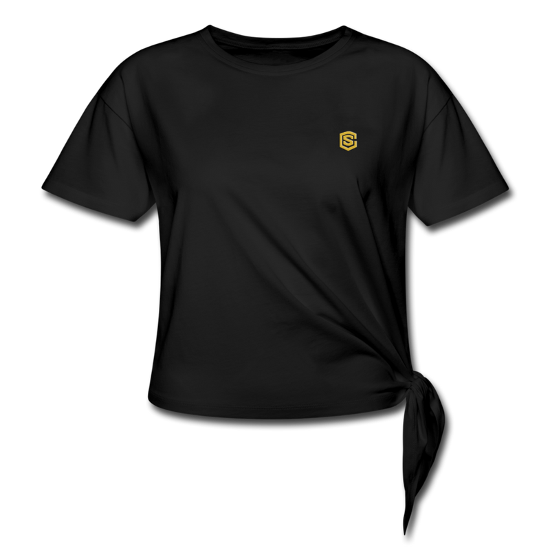 Women's Knotted T-Shirt   WITH GOLD LOGO - black