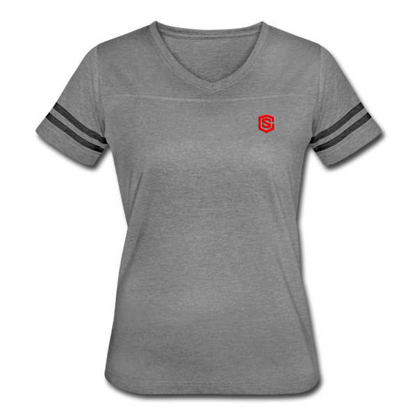 Women’s Vintage Sport T-Shirt   WITH RED LOGO - heather gray/charcoal