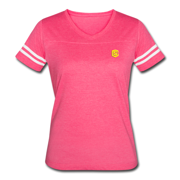 Women’s Vintage Sport T-Shirt   WITH YELLOW LOGO - vintage pink/white