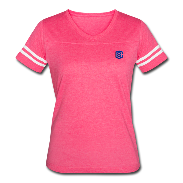 Women’s Vintage Sport T-Shirt   WITH BLUE LOGO - vintage pink/white