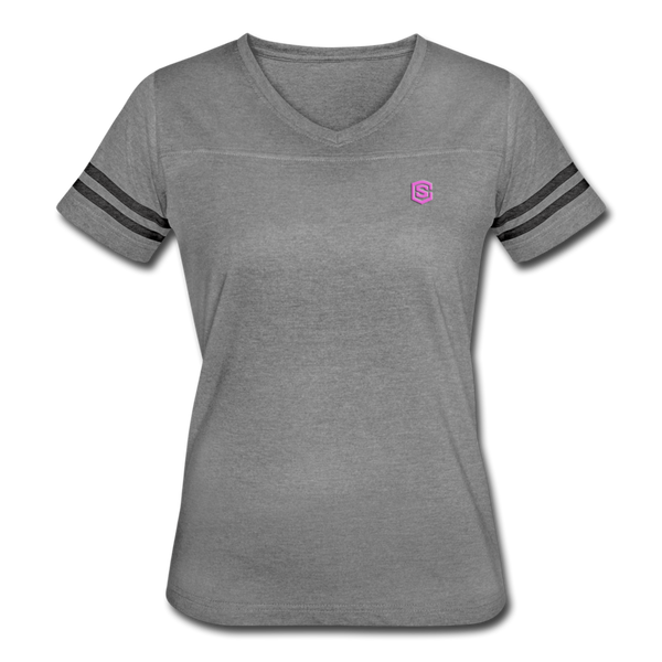 Women’s Vintage Sport T-Shirt   WITH PINK LOGO - heather gray/charcoal