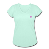 Women's Tri-Blend V-Neck T-Shirt WITH PINK  LOGO - mint