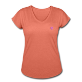 Women's Tri-Blend V-Neck T-Shirt WITH PINK  LOGO - heather bronze