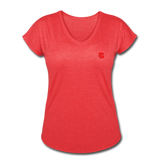 Women's Tri-Blend V-Neck T-Shirt  WITH  RED  LOGO - heather red