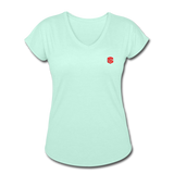 Women's Tri-Blend V-Neck T-Shirt  WITH  RED  LOGO - mint