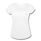 Women's Tri-Blend V-Neck T-Shirt  WITH WHITE  LOGO - white