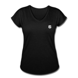 Women's Tri-Blend V-Neck T-Shirt  WITH WHITE  LOGO - black