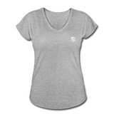 Women's Tri-Blend V-Neck T-Shirt  WITH WHITE  LOGO - heather gray