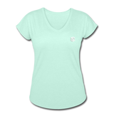 Women's Tri-Blend V-Neck T-Shirt  WITH WHITE  LOGO - mint