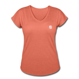 Women's Tri-Blend V-Neck T-Shirt  WITH WHITE  LOGO - heather bronze